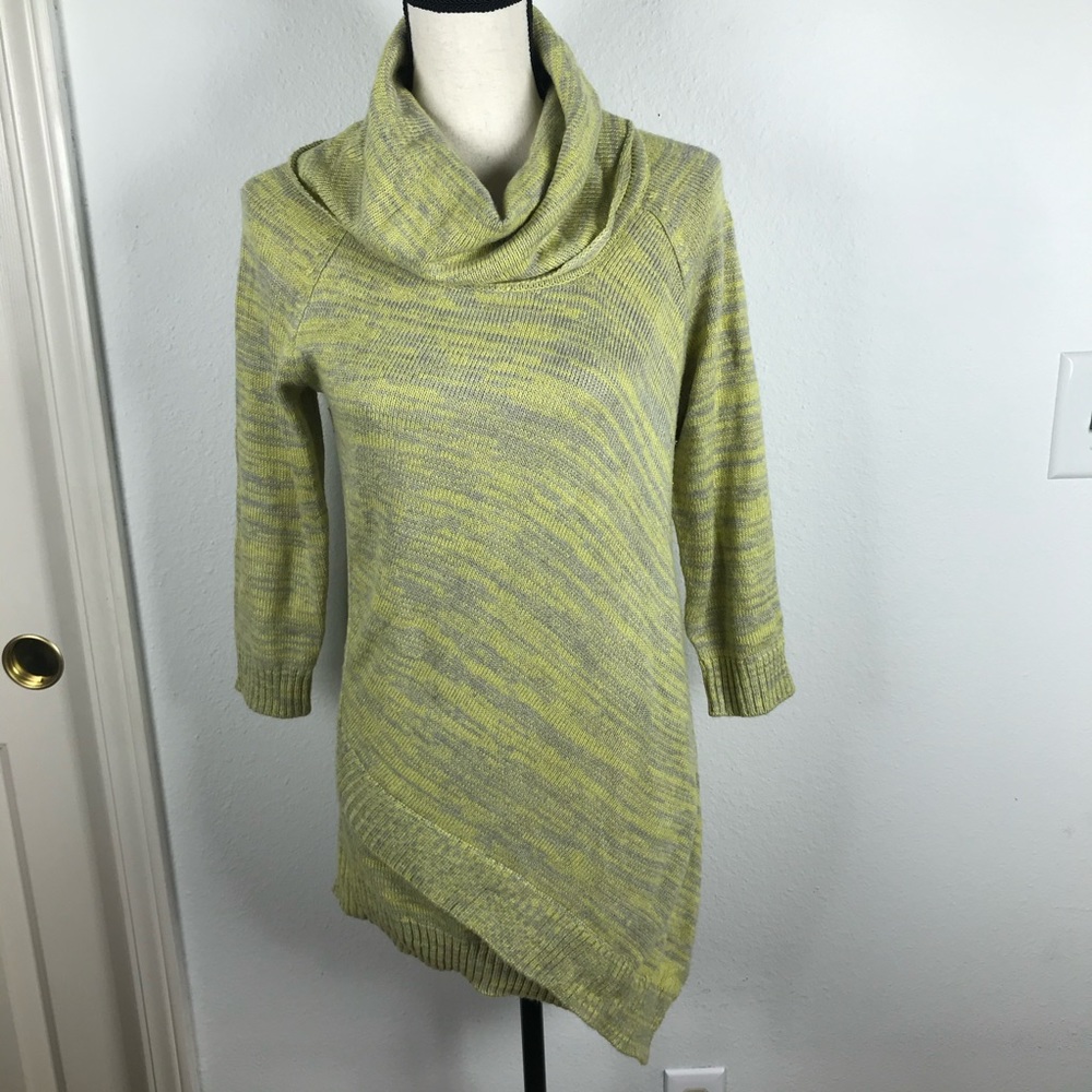 DESIGN 365 COWL NECK LONG ASYMMETRICAL HEM SWEATER